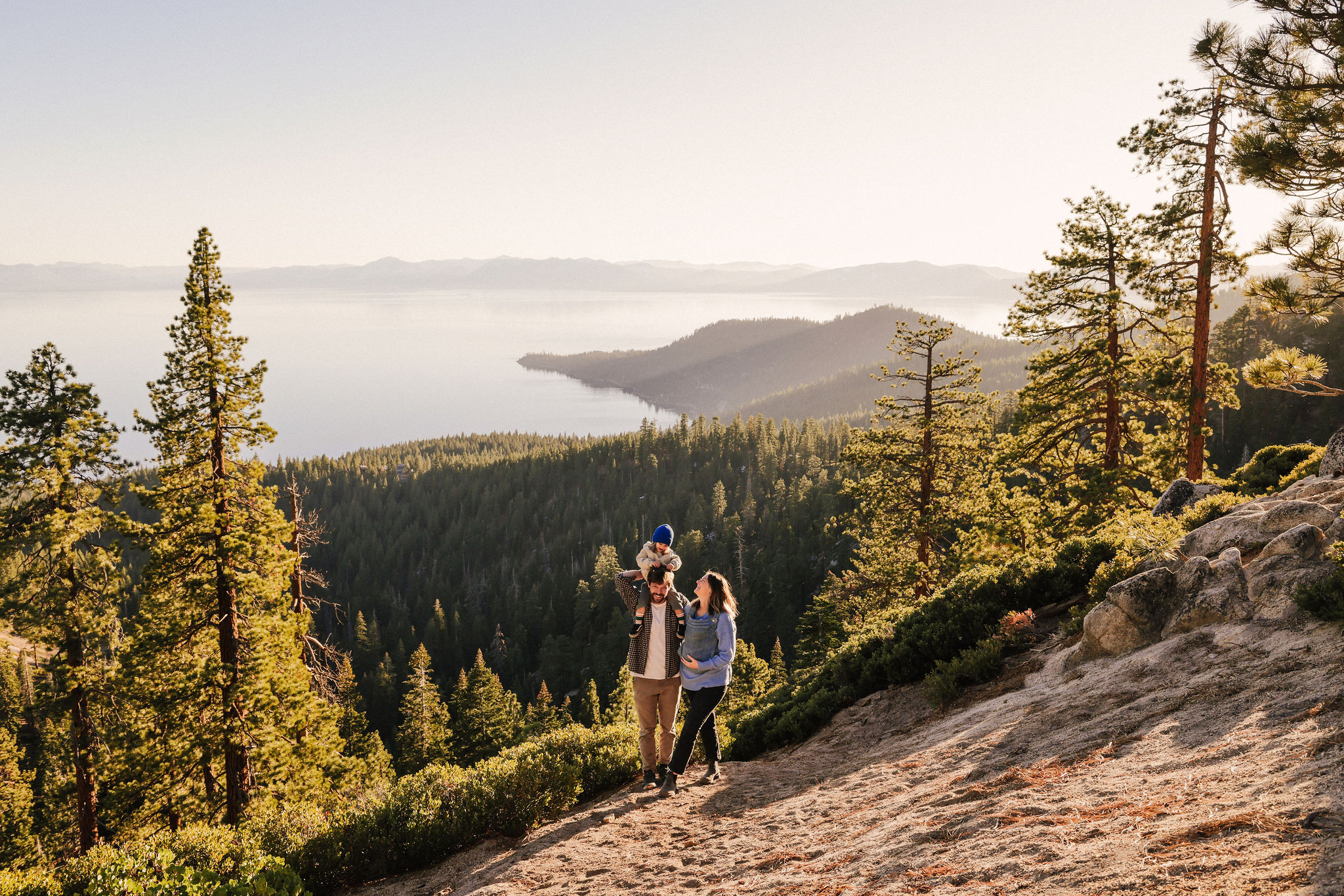 Hayden Haffey and family overlooking Lake Tahoe