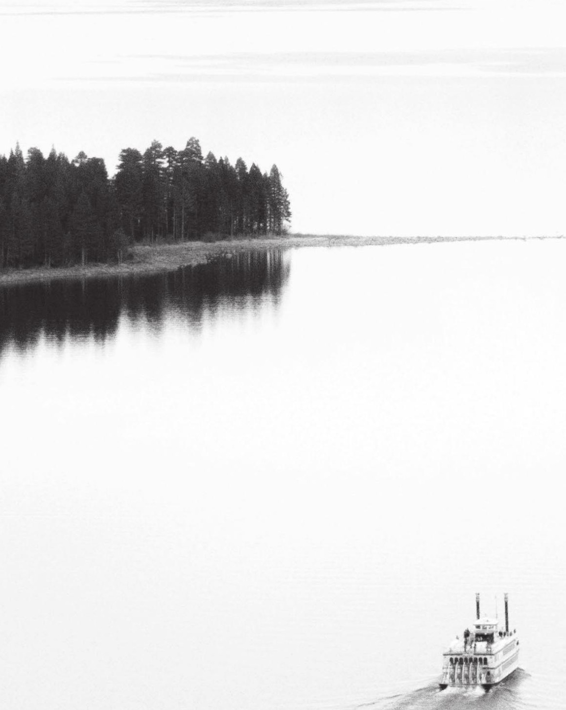A paddle-wheel boat crossing Lake Tahoe